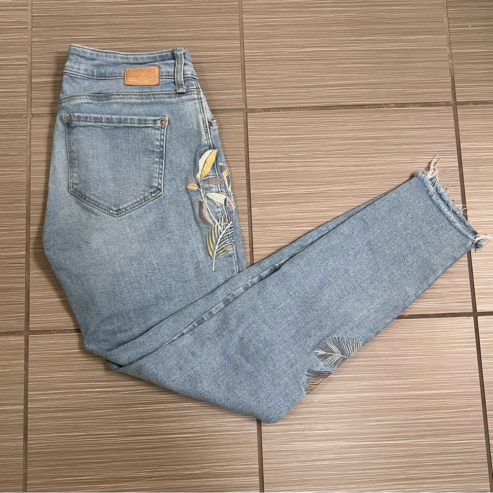 Mavi Womens Adriana Blue Mid Rise Embroidered Denim Skinny Jeans 0 25 - Picture 6 of 16